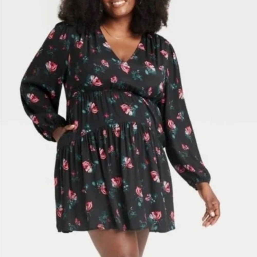 A New Day Black Floral Tiered Dress size 4X  NWT - Picture 8 of 8